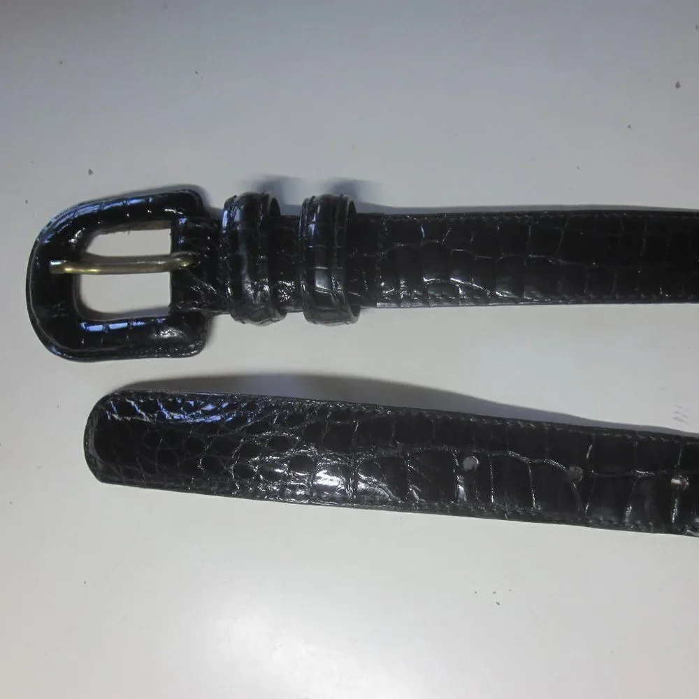 Reptiles House Black Crocodile Belt  Womens Size XS 1